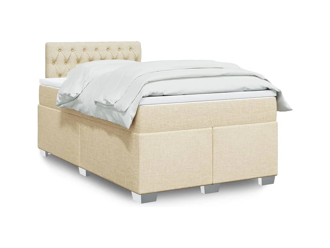 Sommier à lattes de lit avec matelas Crème 120x200 cm Tissu
