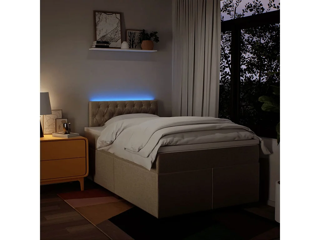 Boxspring met matras stof crèmekleurig 120x200 cm