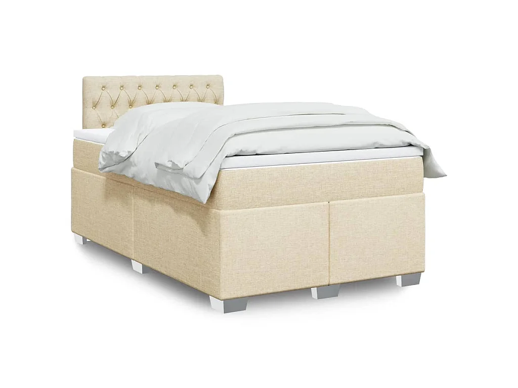 Giroletto a Molle con Materasso Crema 120x200 cm in Tessuto