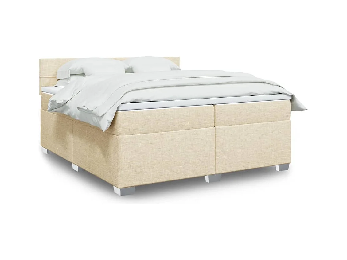 Sommier à lattes de lit avec matelas Crème 200x200 cm Tissu