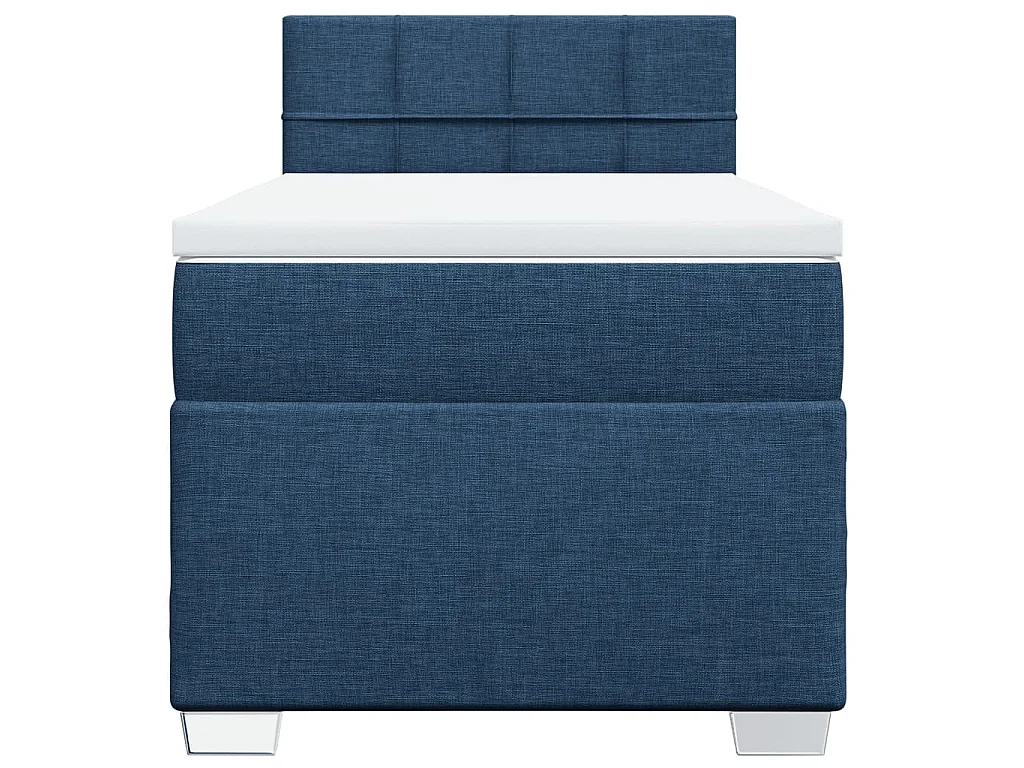 Cama box spring con colchón tela azul 100x200 cm