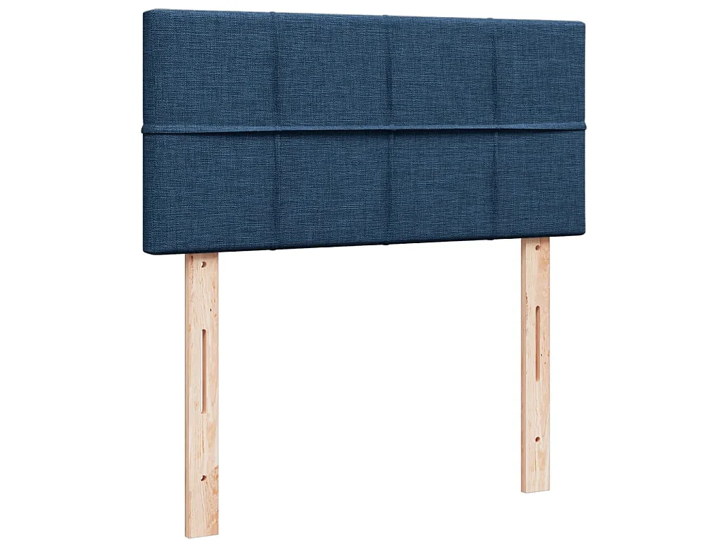 Cama box spring con colchón tela azul 100x200 cm