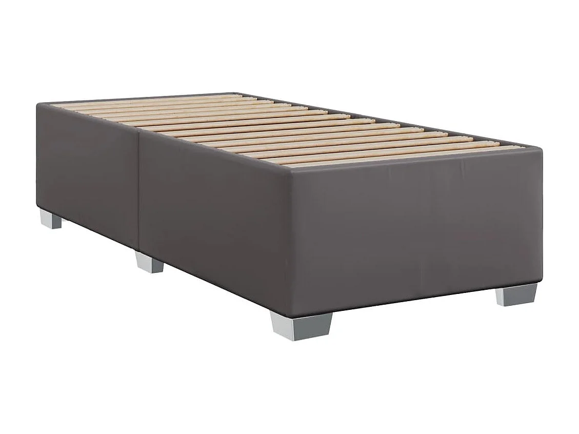Boxspringbett mit Matratze Grau 100x200 cm Kunstleder