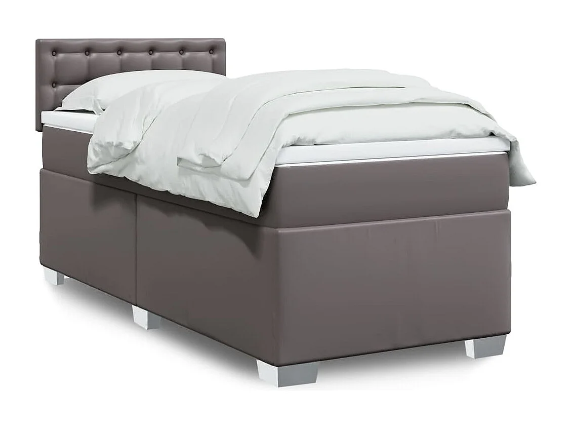 Boxspringbett mit Matratze Grau 100x200 cm Kunstleder