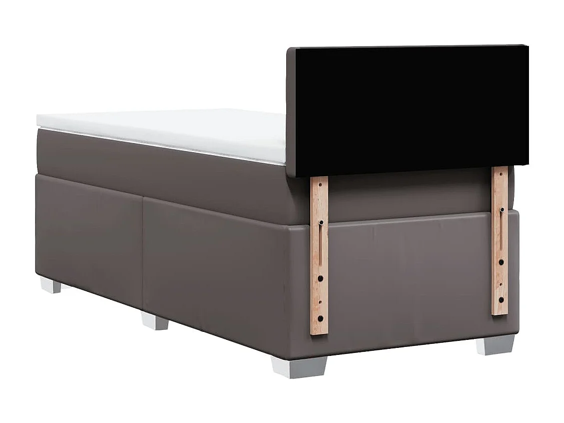 Boxspringbett mit Matratze Grau 100x200 cm Kunstleder