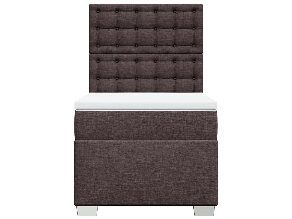 Cama box spring con colchón tela marrón oscuro 100x200 cm