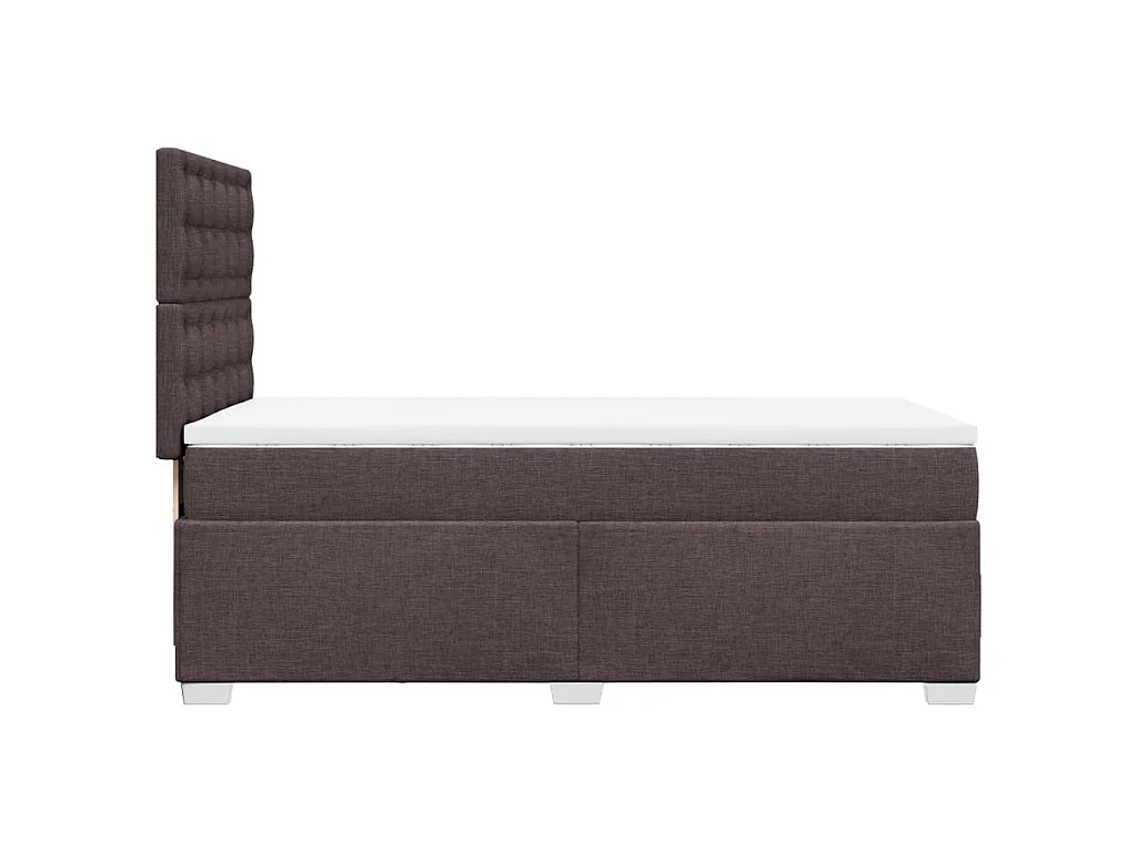Cama box spring con colchón tela marrón oscuro 100x200 cm