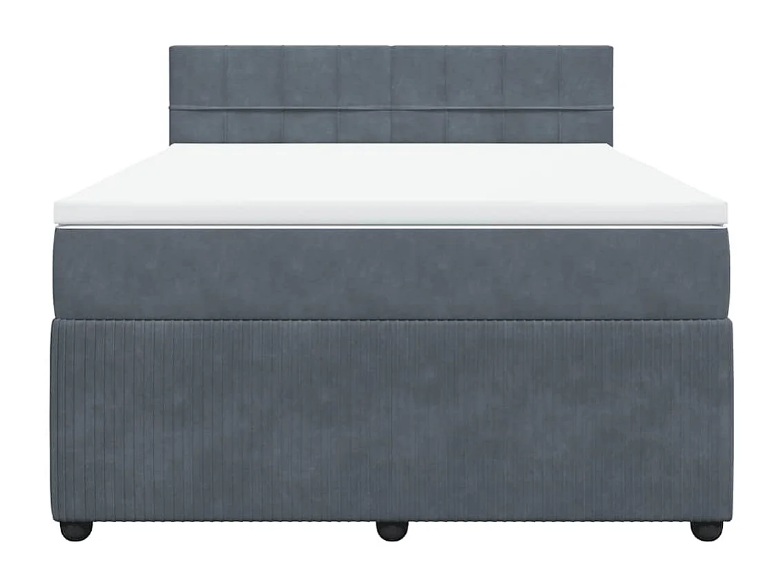 Sommier à lattes de lit et matelas Gris foncé 140x190cm Velours