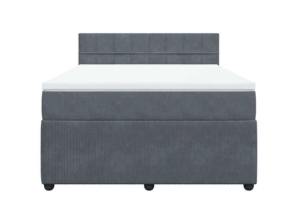 Sommier à lattes de lit et matelas Gris foncé 140x190cm Velours