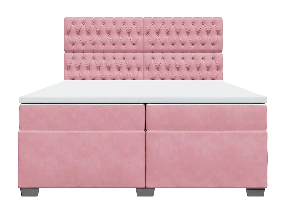 Cama box spring con colchón terciopelo rosa 200x200 cm