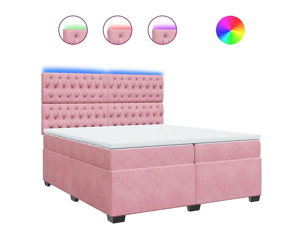 Cama box spring con colchón terciopelo rosa 200x200 cm