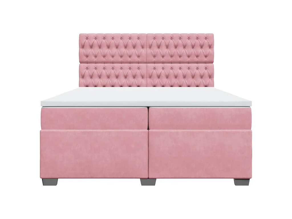 Cama box spring con colchón terciopelo rosa 200x200 cm