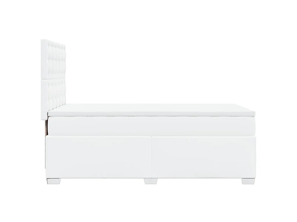 Cama com molas/colchão 90x190 cm couro artificial branco
