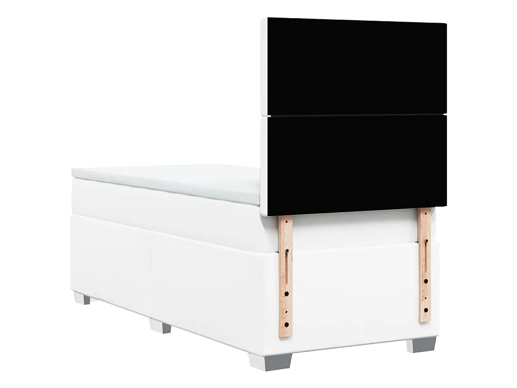 Cama com molas/colchão 90x190 cm couro artificial branco