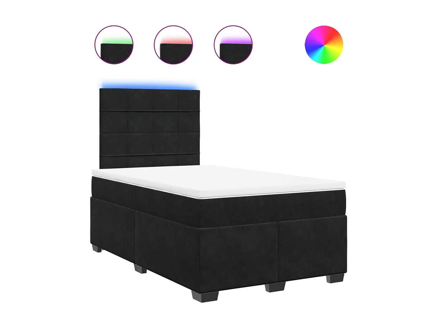 Sommier à lattes de lit avec matelas noir 120x190 cm velours