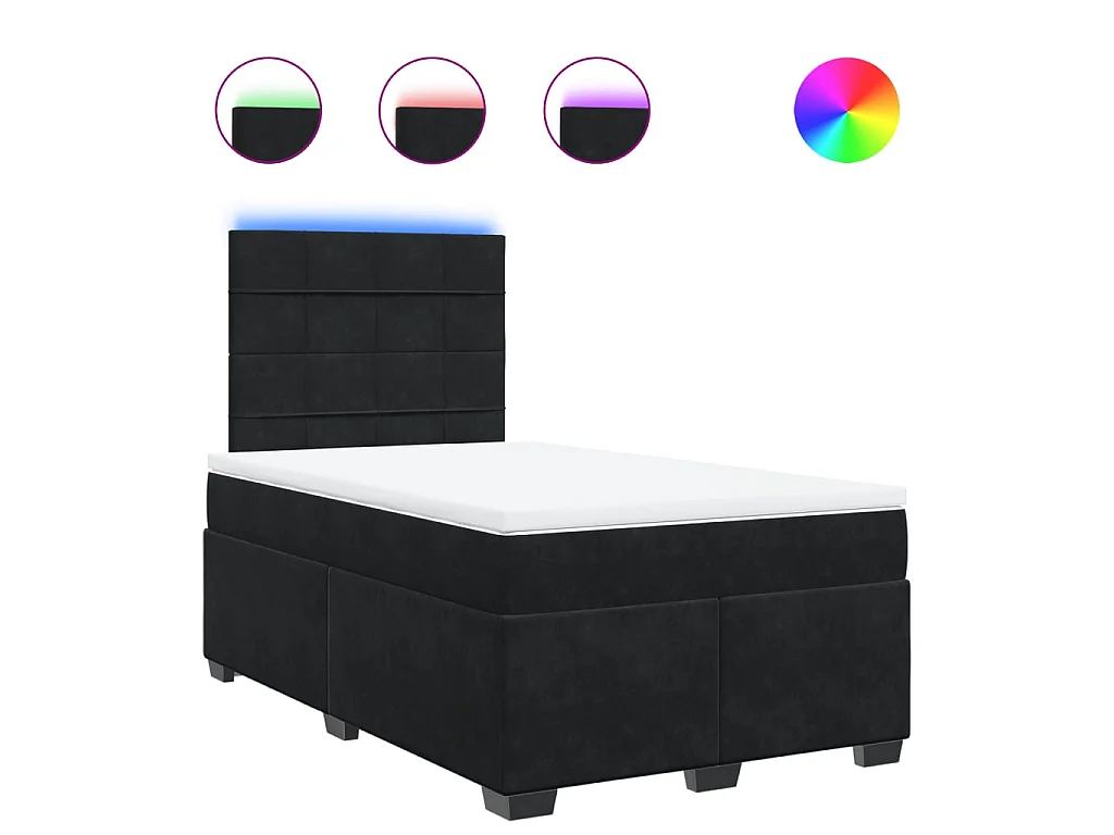 Cama box spring con colchón terciopelo negro 120x190 cm