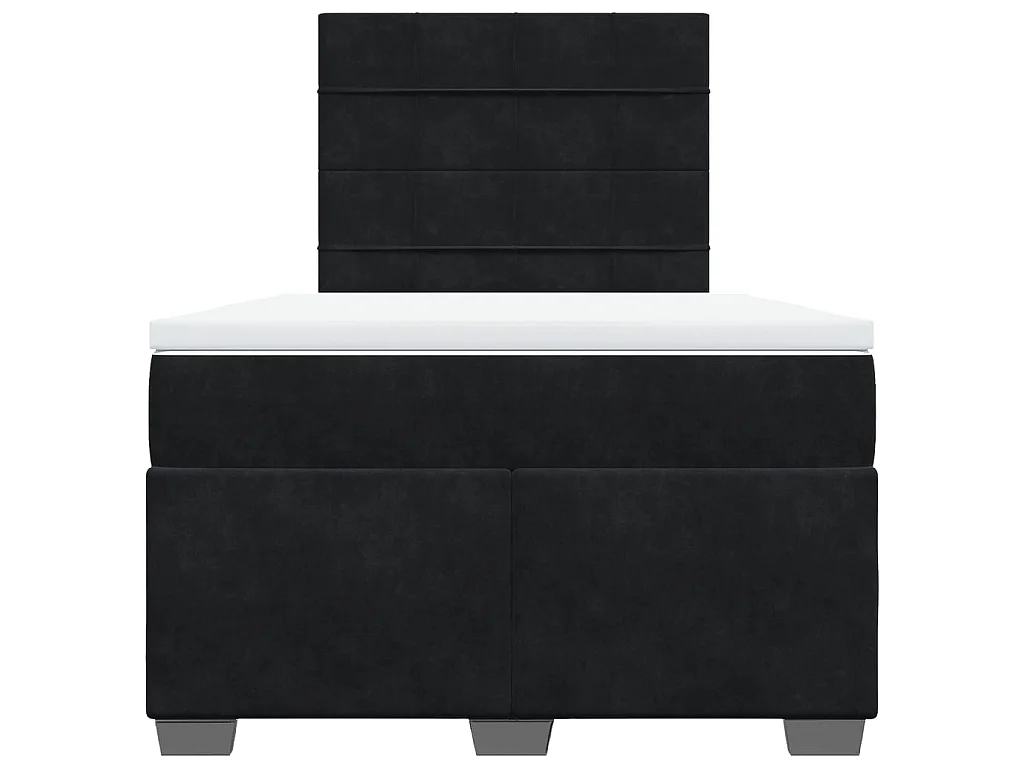 Cama box spring con colchón terciopelo negro 120x190 cm