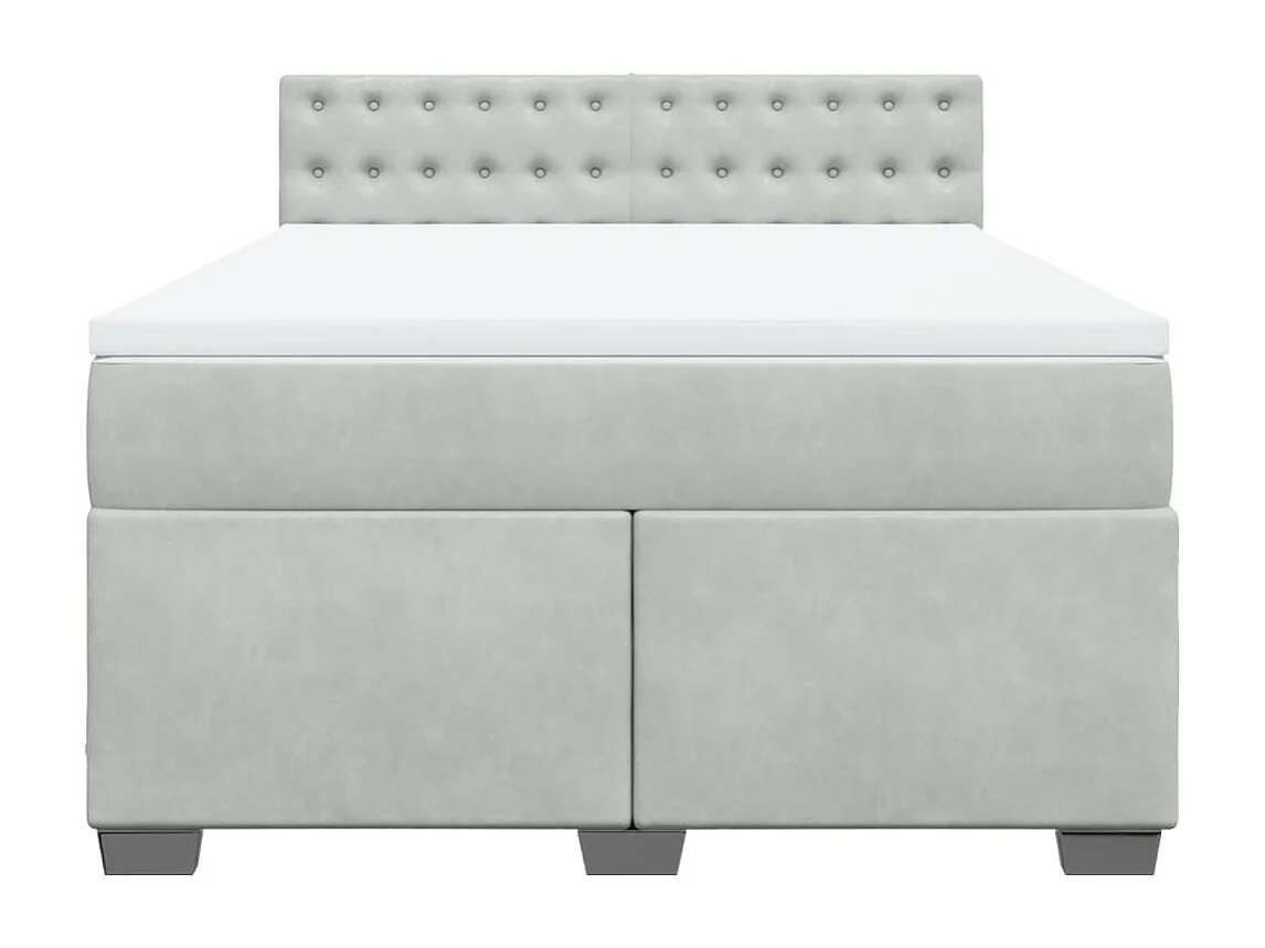 Boxspringbett mit Matratze Hellgrau 140x200 cm Samt