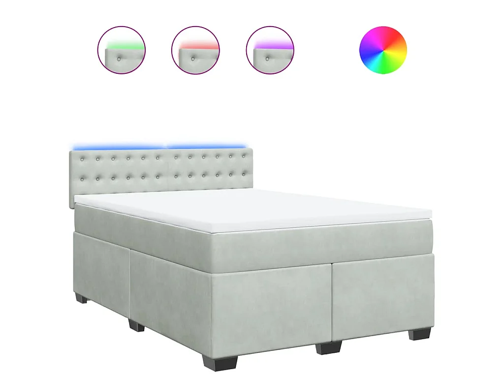 Sommier à lattes de lit et matelas Gris clair 140x200cm Velours