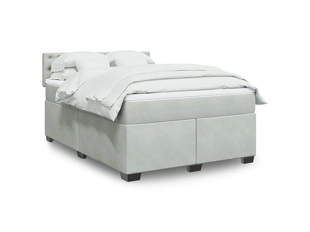 Sommier à lattes de lit et matelas Gris clair 140x200cm Velours