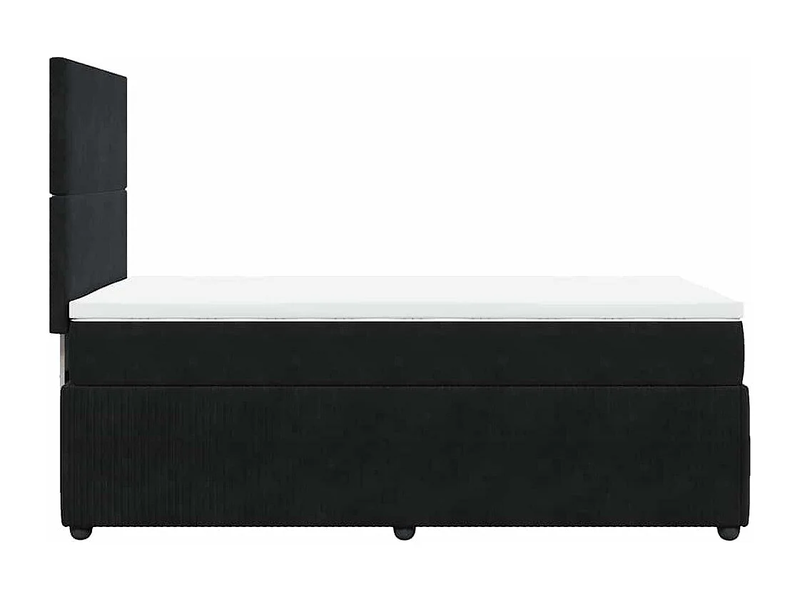 Cama box spring con colchón terciopelo negro 80x200 cm
