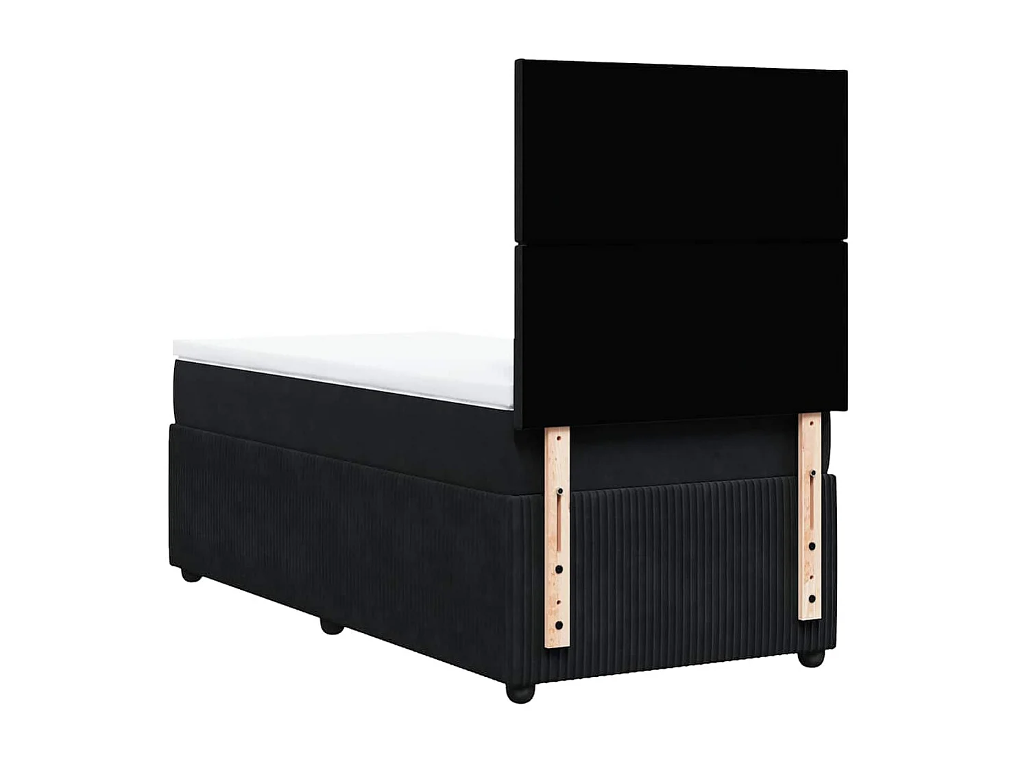 Cama box spring con colchón terciopelo negro 80x200 cm