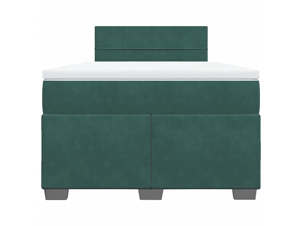 Cama box spring con colchón terciopelo verde oscuro 120x200 cm