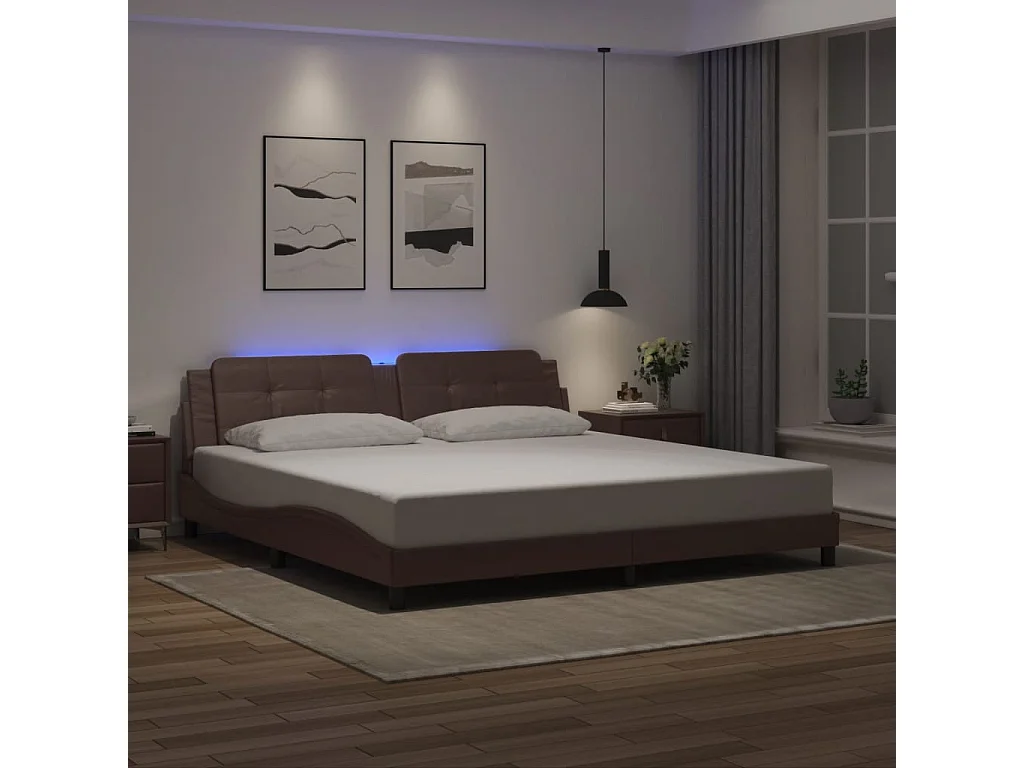 Bettgestell mit LED ohne Matratze "Zadar" Braun 200x200 cm