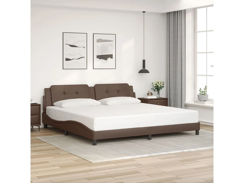 Bettgestell mit LED ohne Matratze "Zadar" Braun 200x200 cm