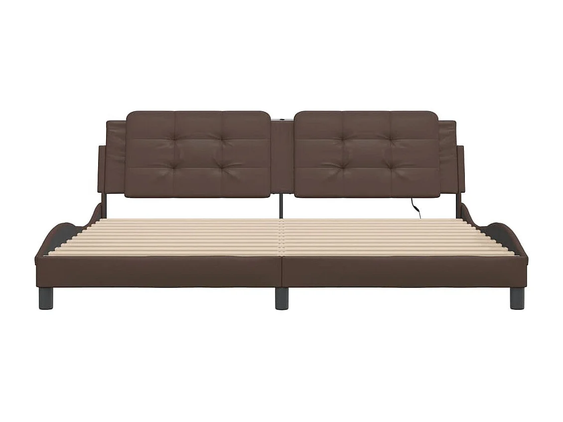 Bettgestell mit LED ohne Matratze "Zadar" Braun 200x200 cm