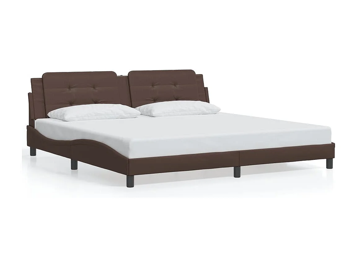 Cadre de lit avec LED sans matelas Zadar marron 200x200 cm