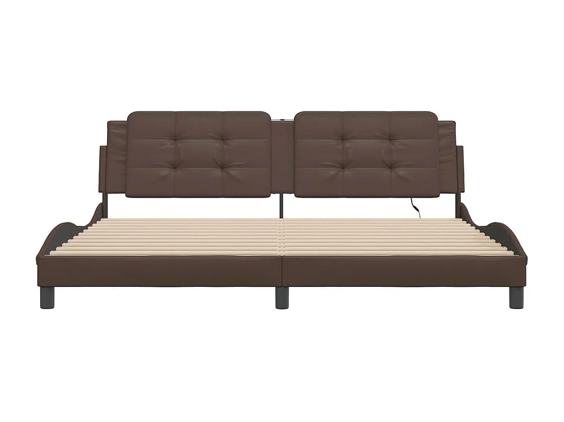 Cadre de lit avec LED sans matelas Zadar marron 200x200 cm