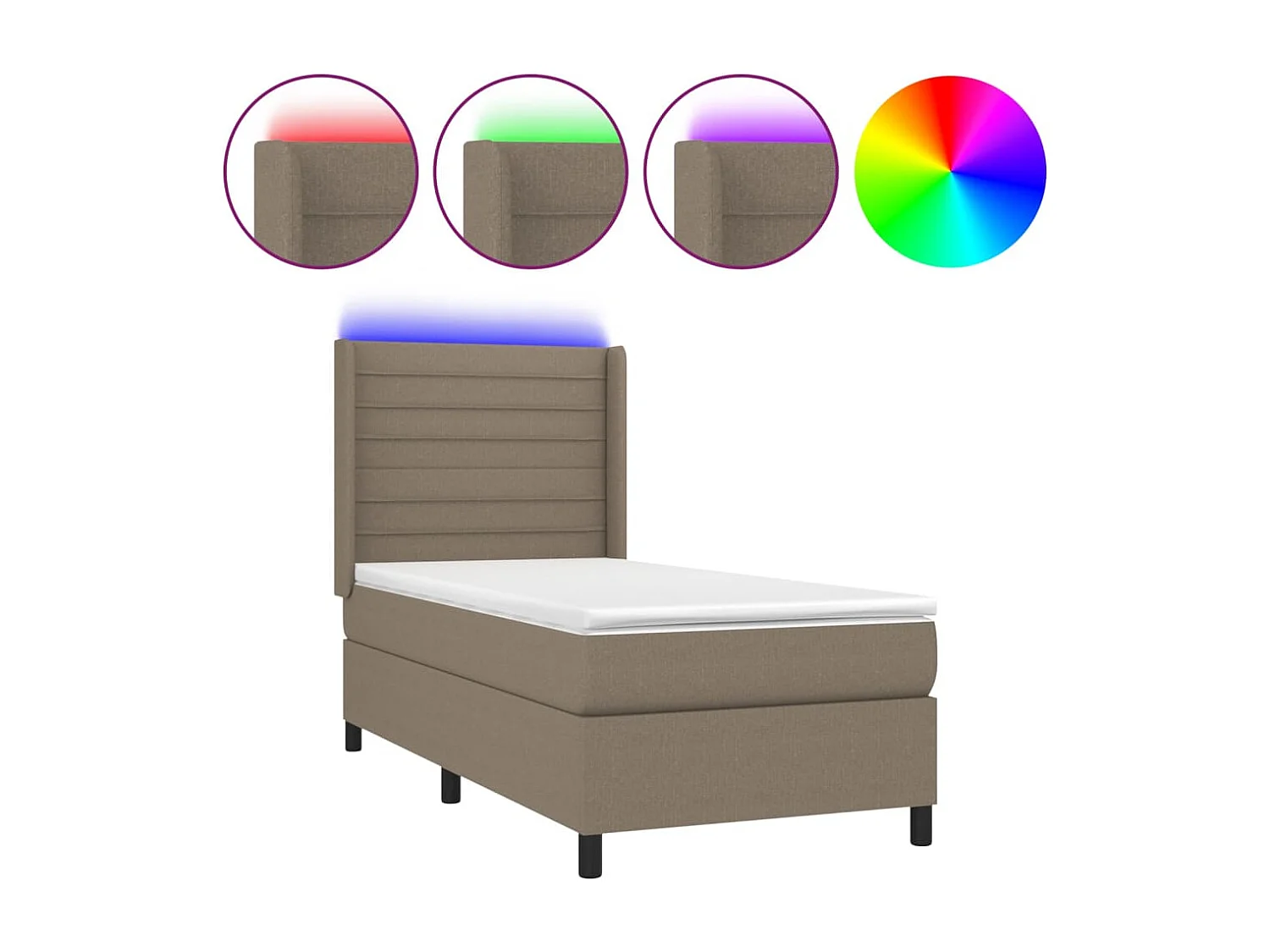 Boxspring met matras en LED stof taupe 80x200 cm