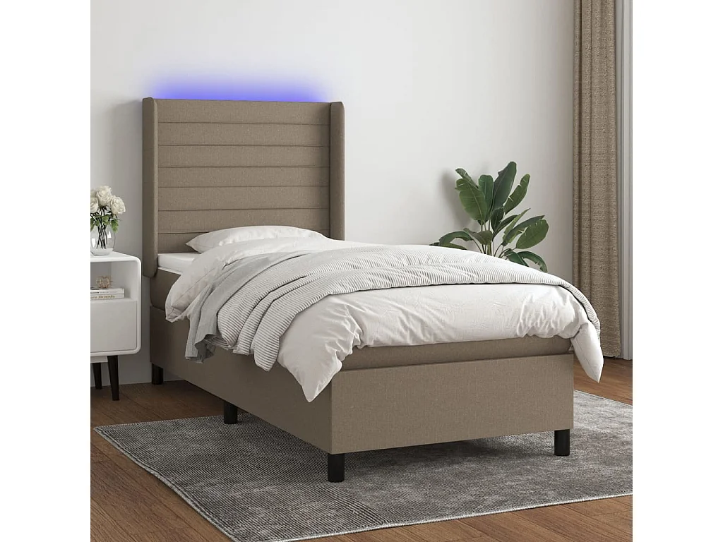 Boxspringbett mit Matratze & LED Taupe 90x200 cm Stoff