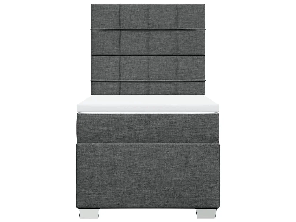 Cama box spring con colchón tela gris oscuro 100x200 cm