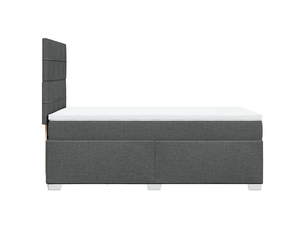 Cama box spring con colchón tela gris oscuro 100x200 cm