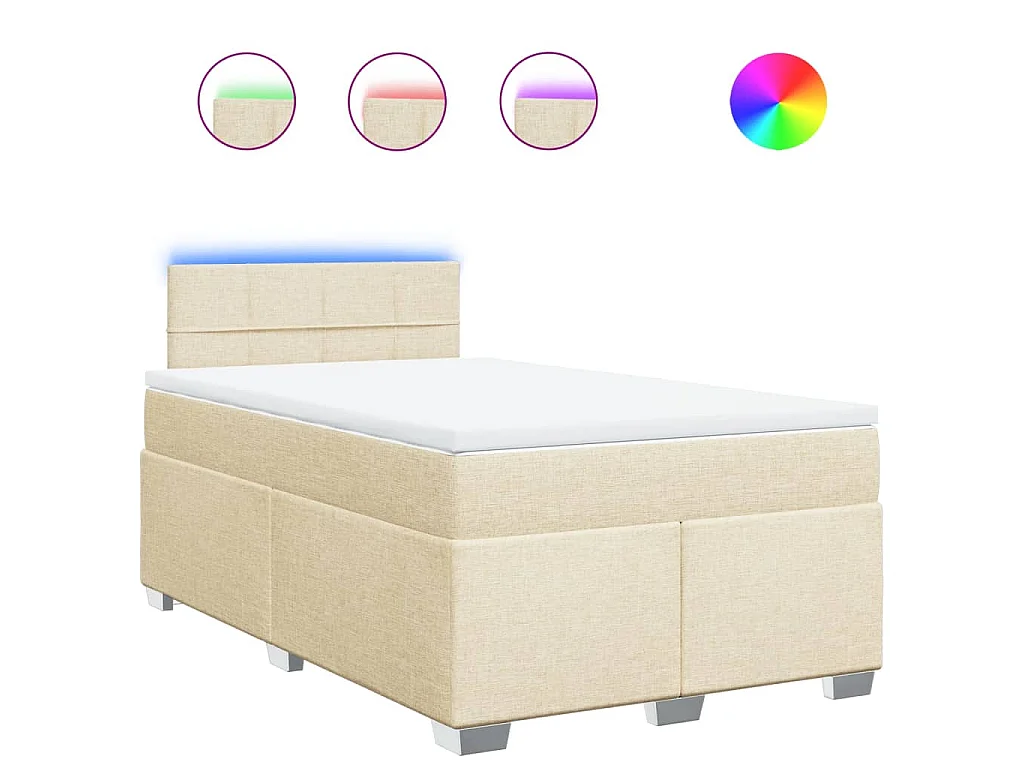 Sommier à lattes de lit avec matelas crème 120x190 cm tissu