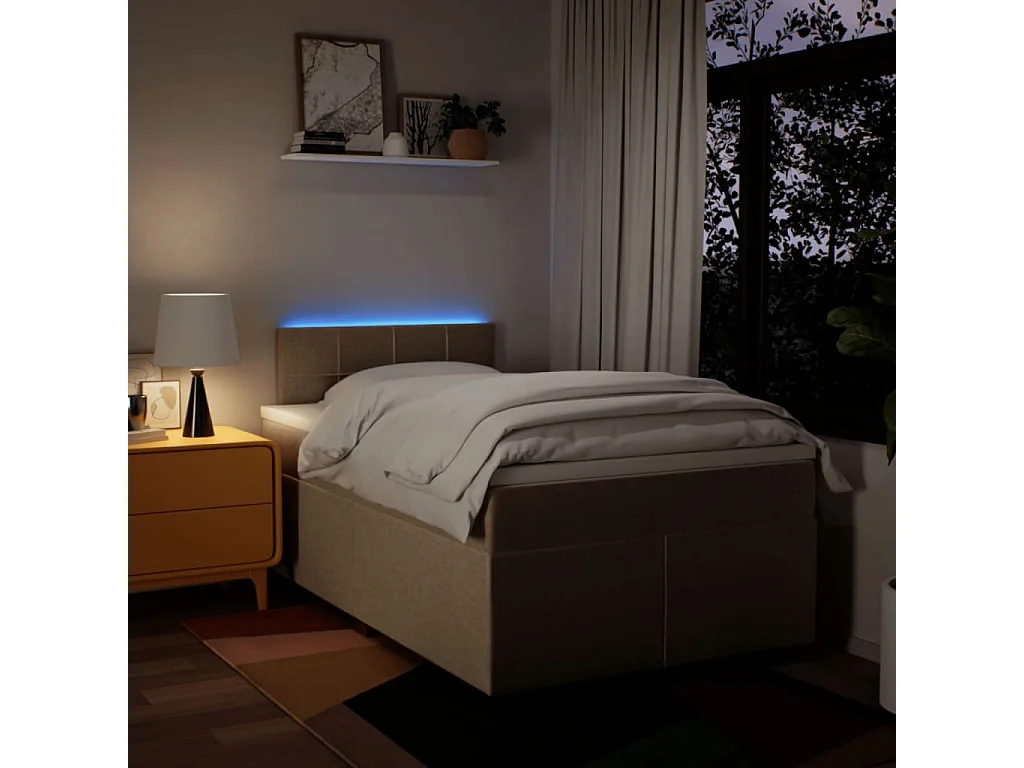 Sommier à lattes de lit avec matelas crème 120x190 cm tissu