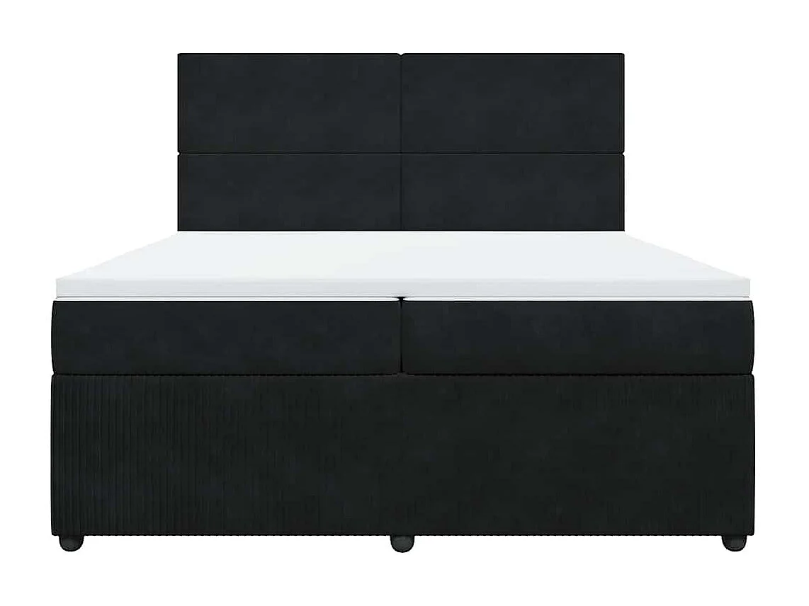 Sommier à lattes de lit et matelas Noir 200x200 cm Velours
