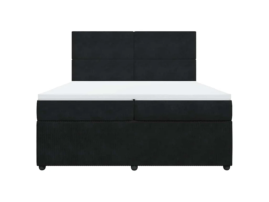 Cama box spring con colchón terciopelo negro 200x200 cm