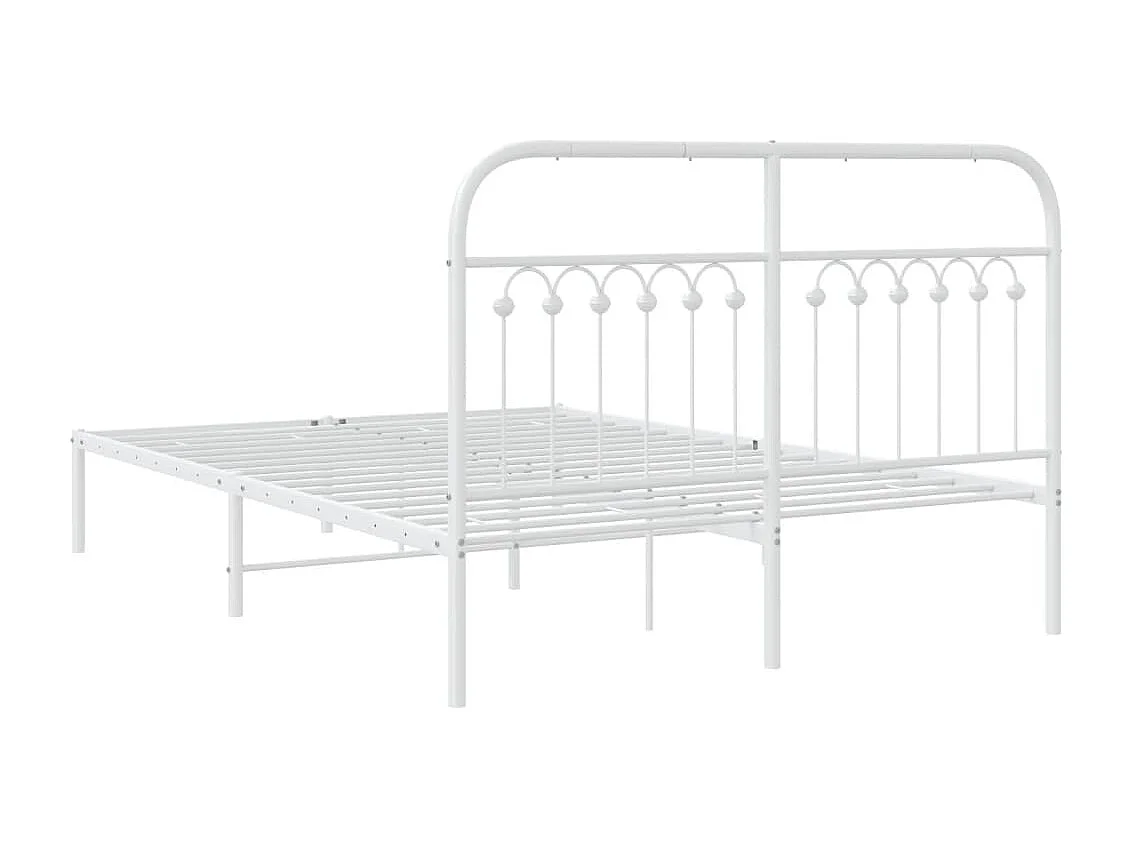 Bedframe met hoofdbord metaal wit 135x190 cm