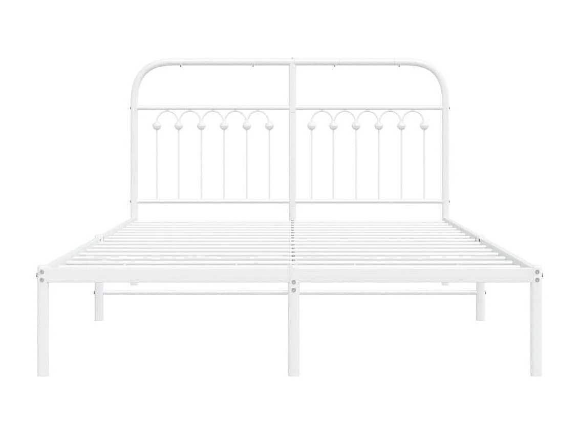 Bedframe met hoofdbord metaal wit 135x190 cm