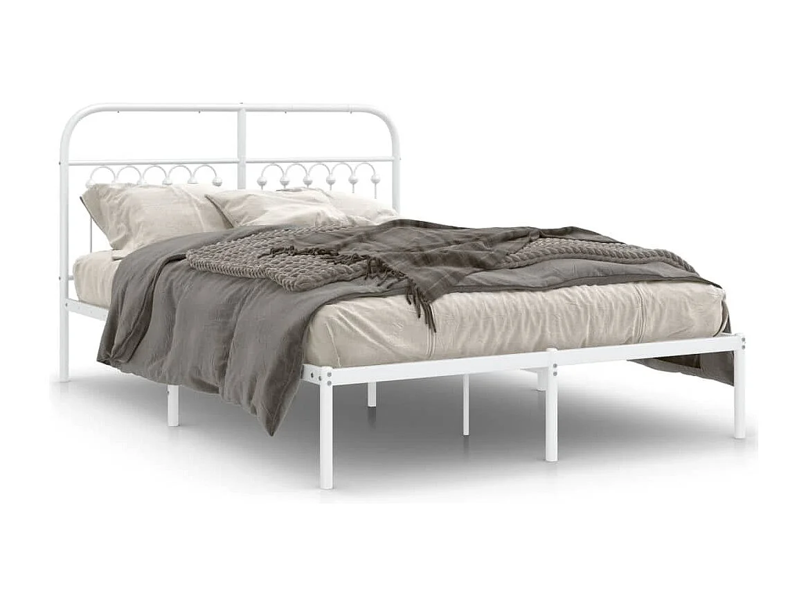 Estructura cama sin colchón con cabecero metal blanco 135x190cm