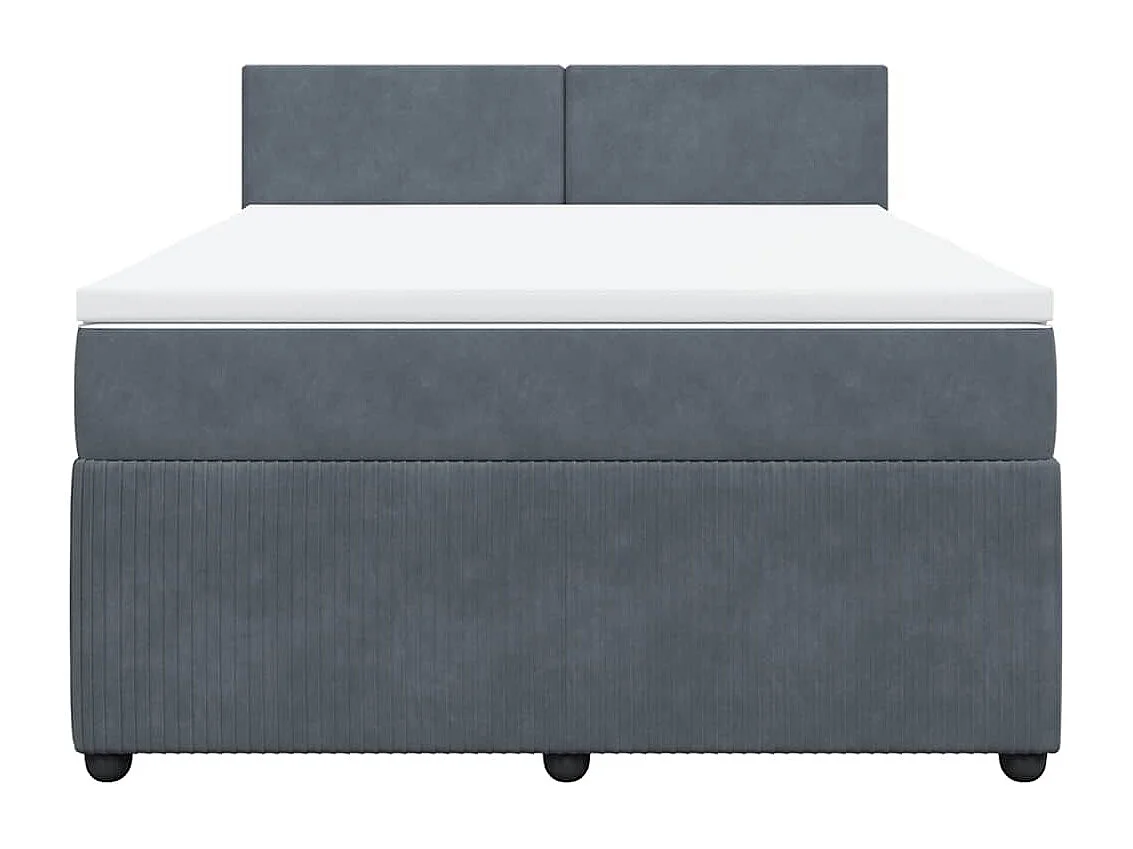 Cama box spring con colchón terciopelo gris oscuro 140x190 cm