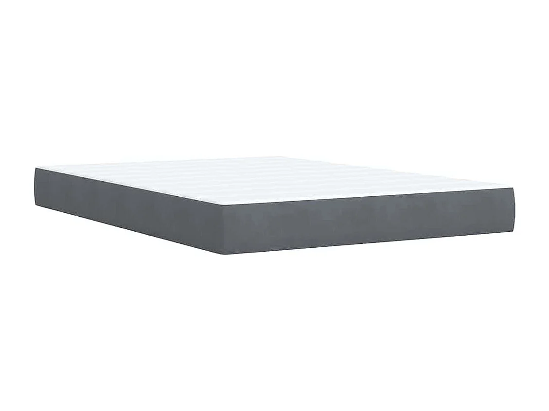 Cama box spring con colchón terciopelo gris oscuro 140x190 cm