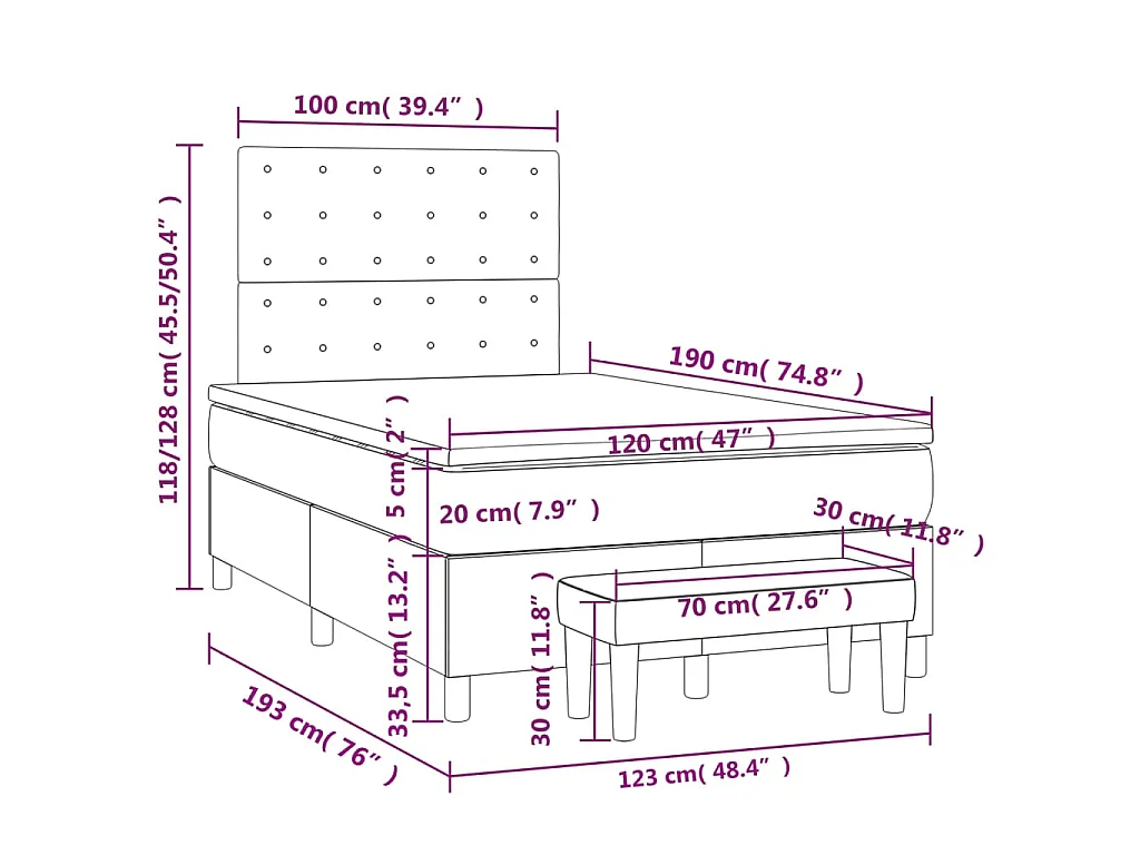 Boxspring met matras stof crèmekleurig 120x190 cm