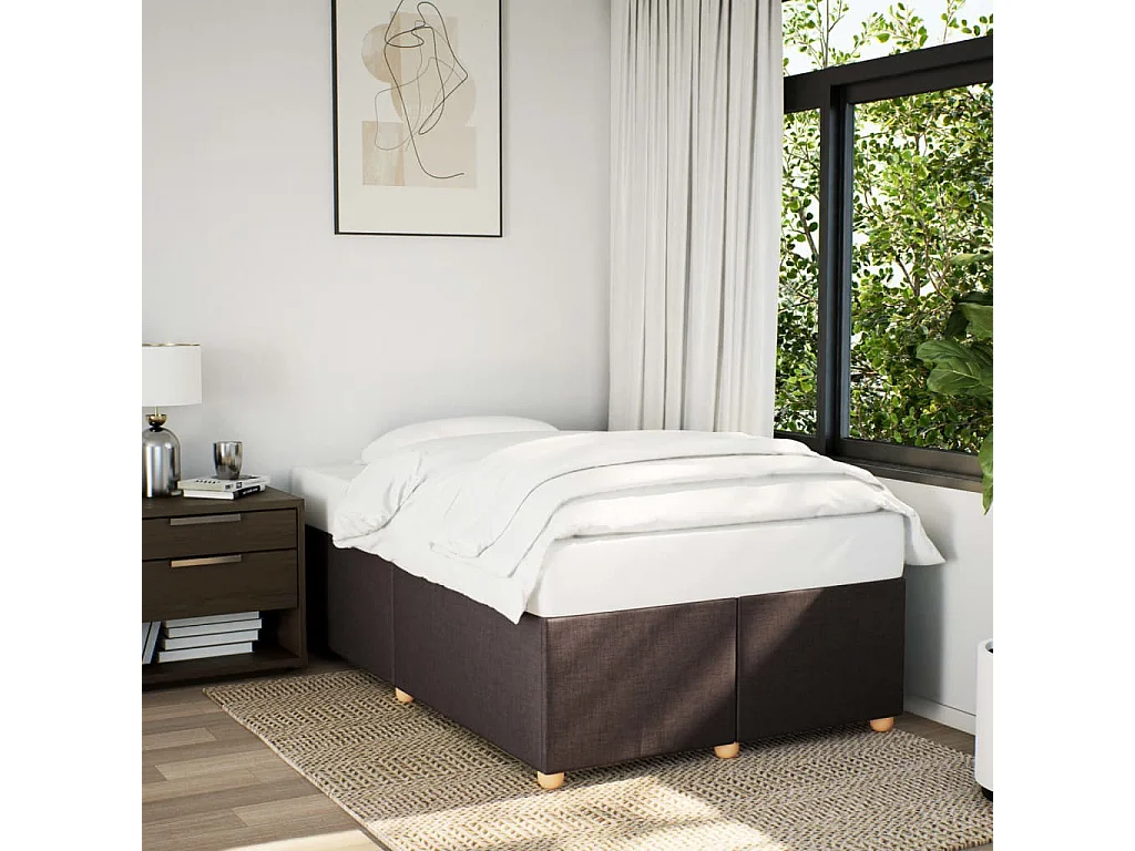 Cadre de lit sans matelas marron foncé 120x190 cm tissu