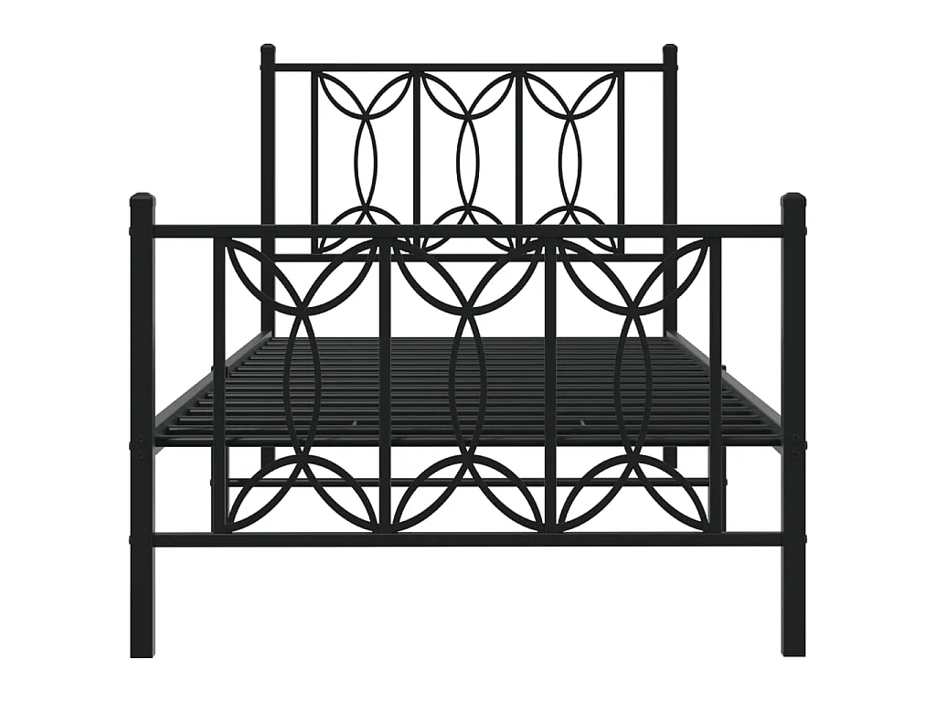 Bedframe met hoofd- en voeteneinde metaal zwart 75x190 cm
