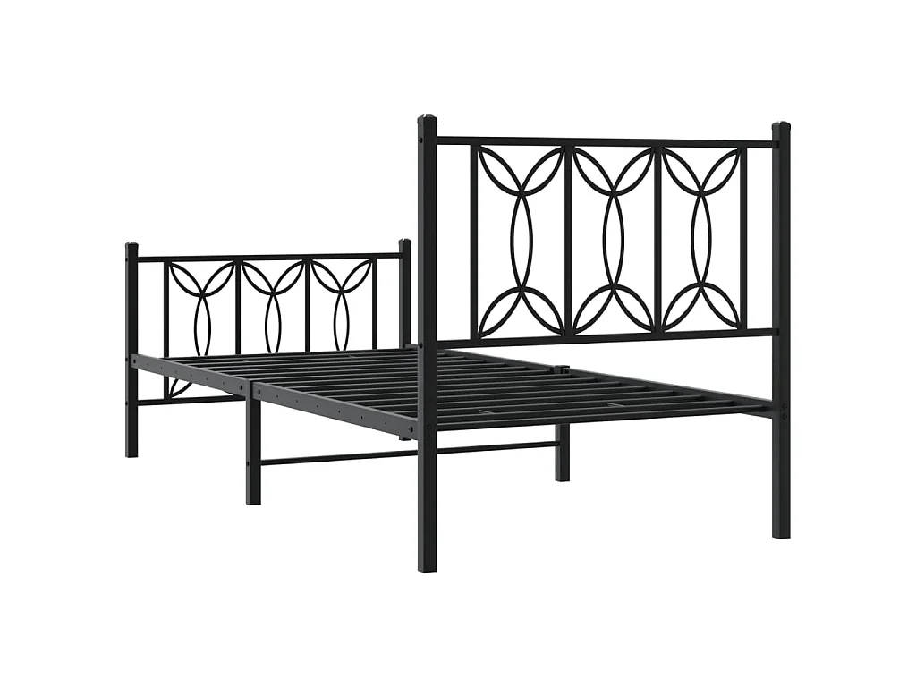 Bedframe met hoofd- en voeteneinde metaal zwart 75x190 cm