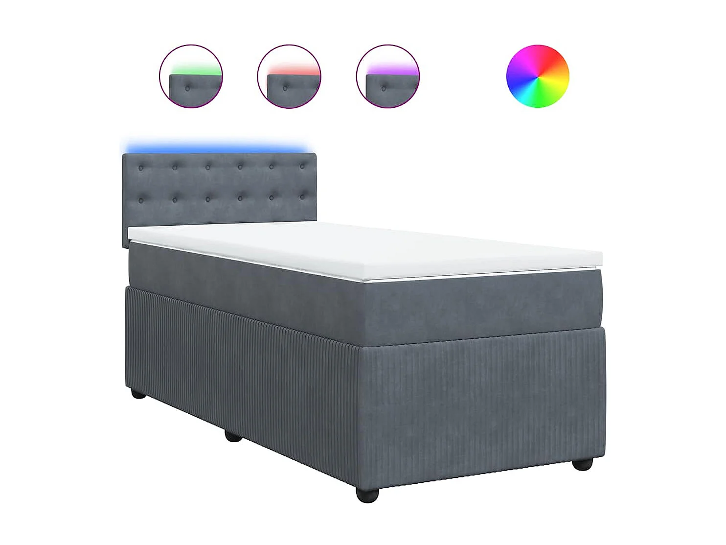 Giroletto a Molle con Materasso Grigio Scuro 90x200 cm Velluto